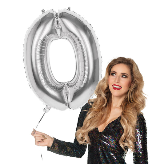 Ballon Chiffre 0 Géant Argent - Décoration Fête et Anniversaire