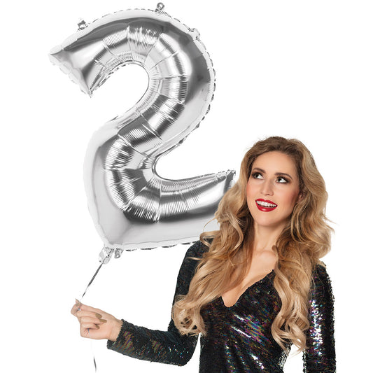 Ballon Chiffre 2 Argent - Décoration Fête et Anniversaire