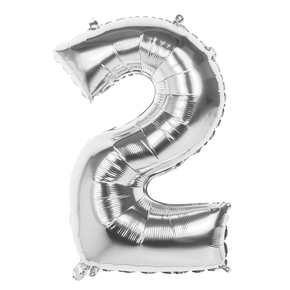 Ballon Chiffre 2 Argent - Décoration Fête et Anniversaire