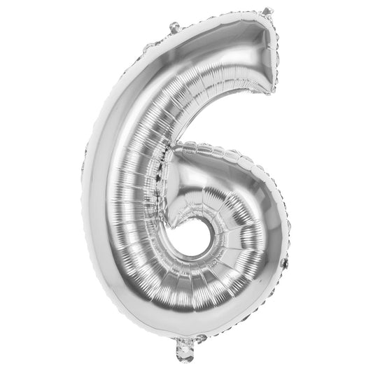 Ballon Chiffre 6 Argent 86cm - Fête & Anniversaire