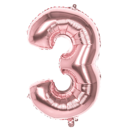 Ballon Chiffre 3 Rose Gold 86cm - Décoration Anniversaire