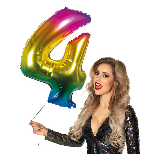 Ballon Chiffre 4 Arc-en-Ciel - Décoration Fête Colorée