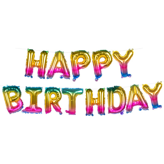 Guirlande Happy Birthday Arc-en-Ciel Multicolore 16 Lettres
