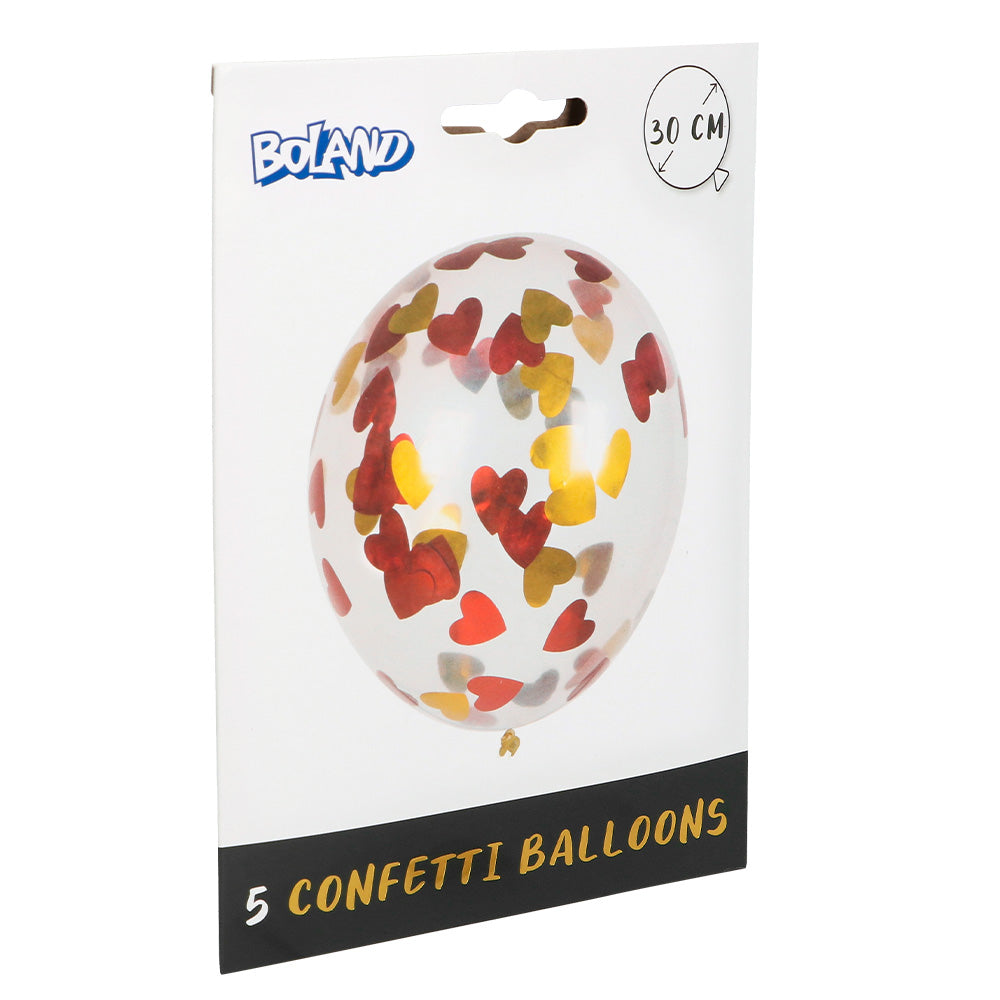 Ballons Confettis Cœurs 30cm - Décoration Romantique (5 pièces)