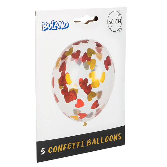Ballons Confettis Cœurs 30cm - Décoration Romantique (5 pièces)