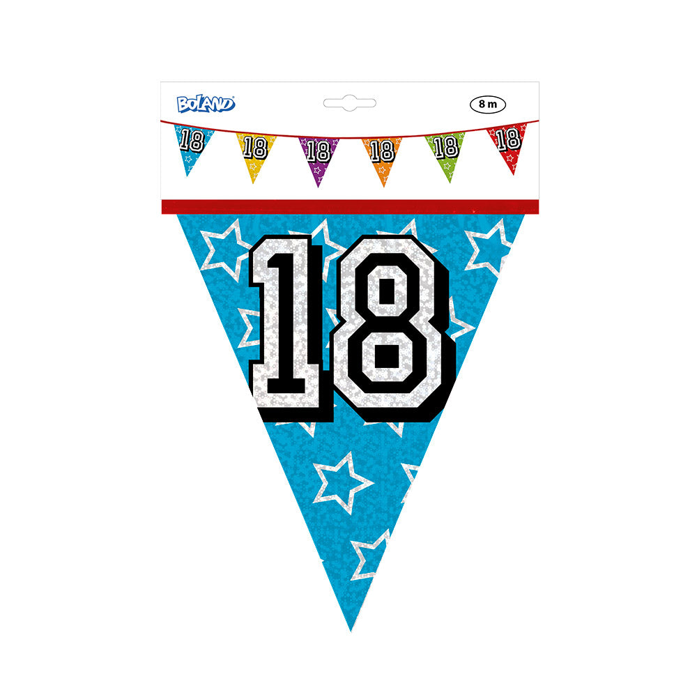 Guirlande Anniversaire 18 ans Multicolore - 8 Mètres
