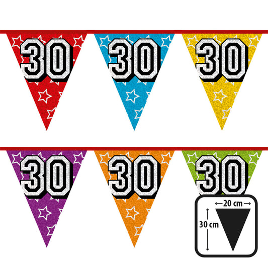 Guirlande Fanions 30 ans Multicolore - 8m de Décoration Fête