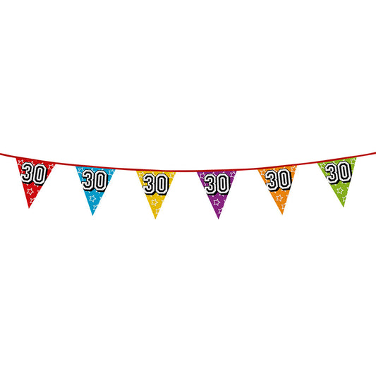 Guirlande Fanions 30 ans Multicolore - 8m de Décoration Fête