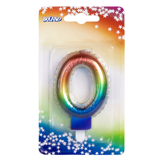Bougie chiffre 0 arc-en-ciel pour gâteau d'anniversaire