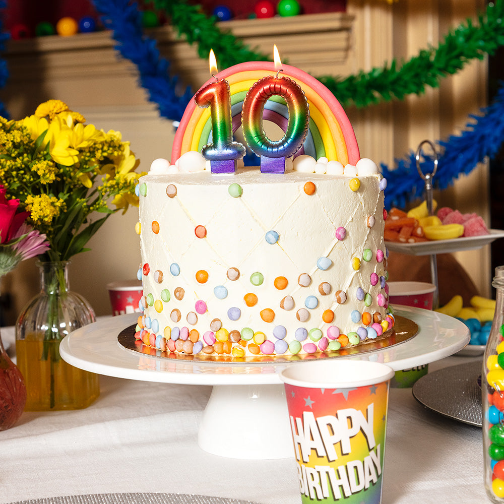 Bougie chiffre 0 arc-en-ciel pour gâteau d'anniversaire