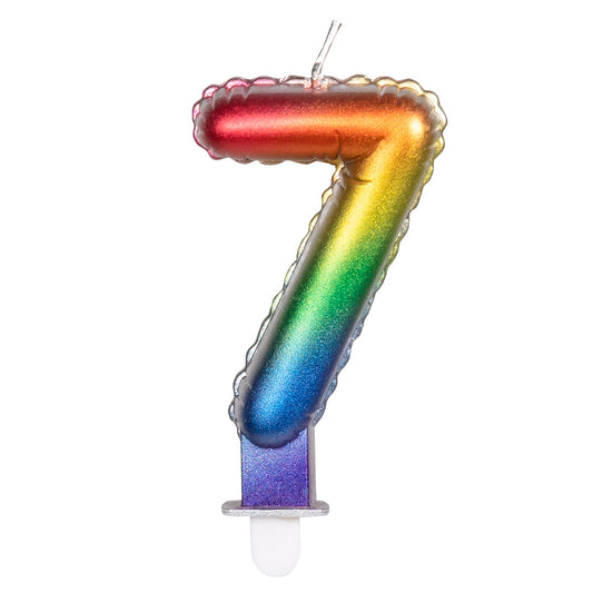 Bougie Chiffre 7 Arc-en-Ciel - Anniversaire Festif