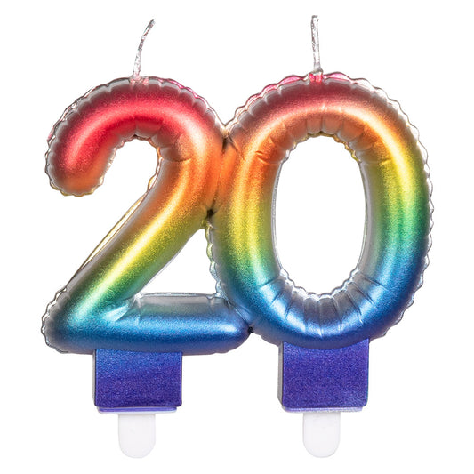 Bougies Chiffres 20 Gâteau Arc-en-ciel Multicolore
