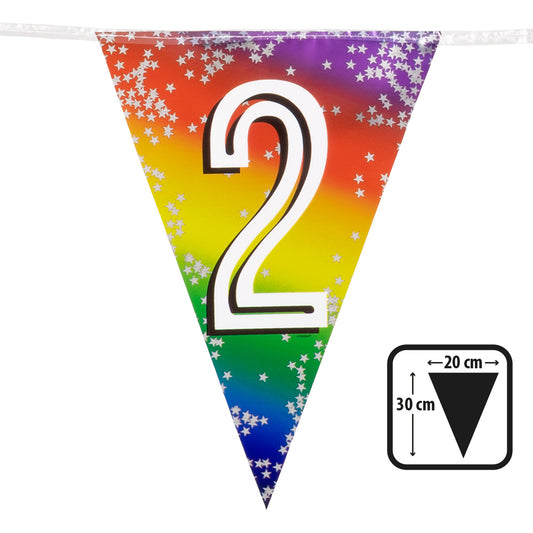 Guirlande Fanion Chiffre 2 Arc-en-ciel Anniversaire 2 Ans