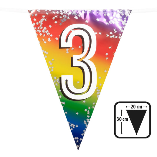 Guirlande Bannière Chiffre 3 Arc-en-ciel Fête Anniversaire