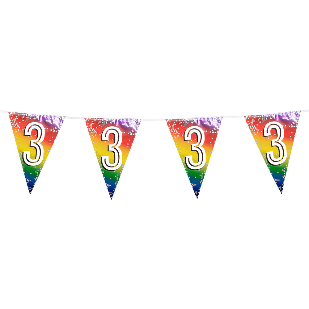 Guirlande Bannière Chiffre 3 Arc-en-ciel Fête Anniversaire