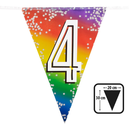 Guirlande Anniversaire Chiffre 4 Arc-en-Ciel - 6 Fanions