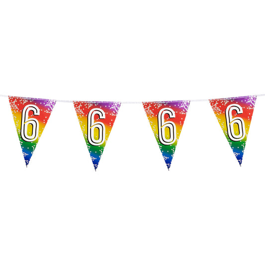 Guirlande Fanion Chiffre 6 Arc-en-ciel Étoiles 30cm