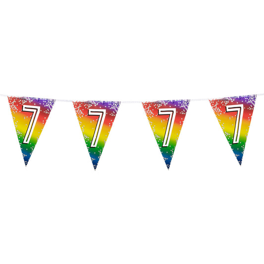 Guirlande Fanion Anniversaire Chiffre 7 Arc-en-Ciel
