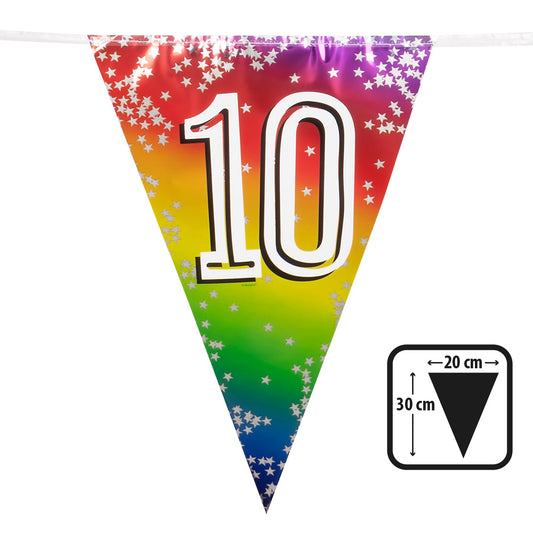 Guirlande Fanions Anniversaire 10 ans Arc-en-Ciel