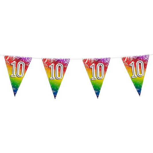 Guirlande Fanions Anniversaire 10 ans Arc-en-Ciel