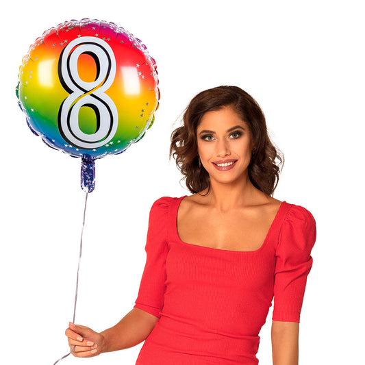 Ballon Chiffre 8 Arc-en-ciel - Décoration Fête & Anniversaire