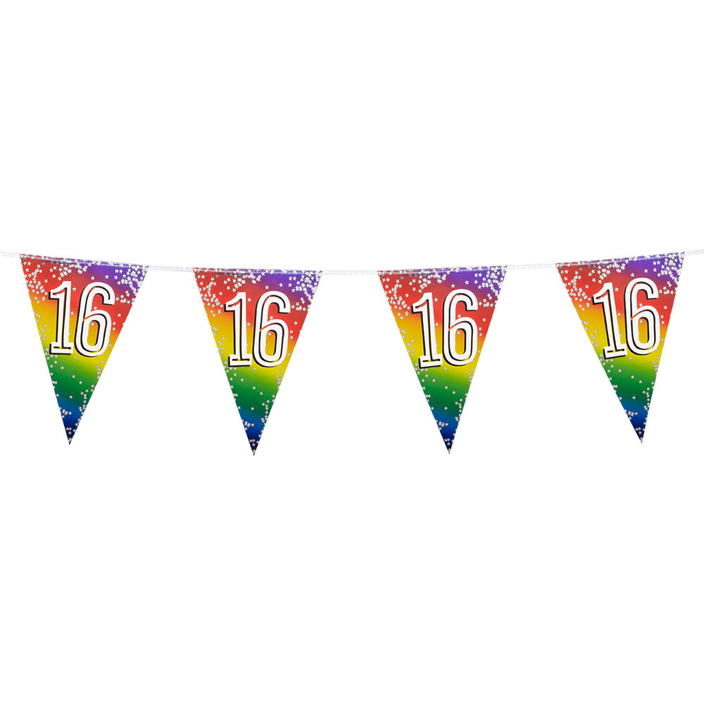 Guirlande Fanions Anniversaire 16 Ans Rainbow Stars