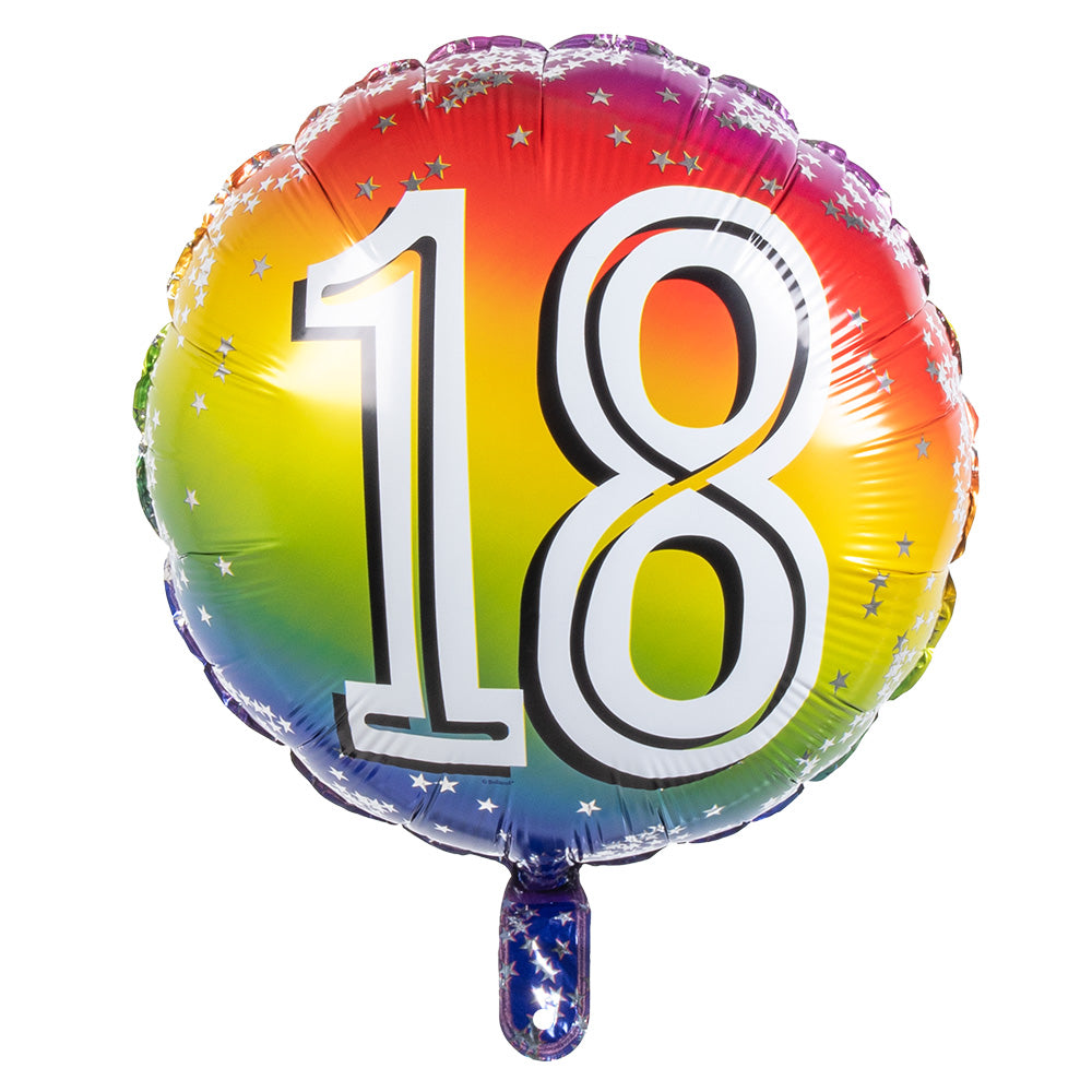 Ballon Hélium Chiffre 18 Arc-en-ciel - Fête Anniversaire