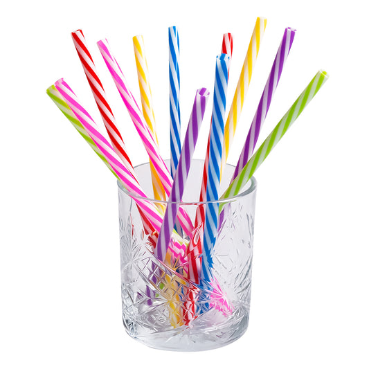 Pailles Spirales Colorées Set de 12 avec Brosse de Nettoyage