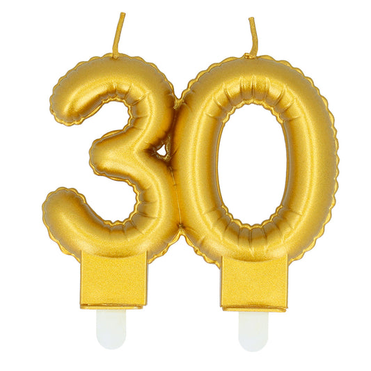 Bougies Chiffres 30 Ans Or - Cake Topper Anniversaire