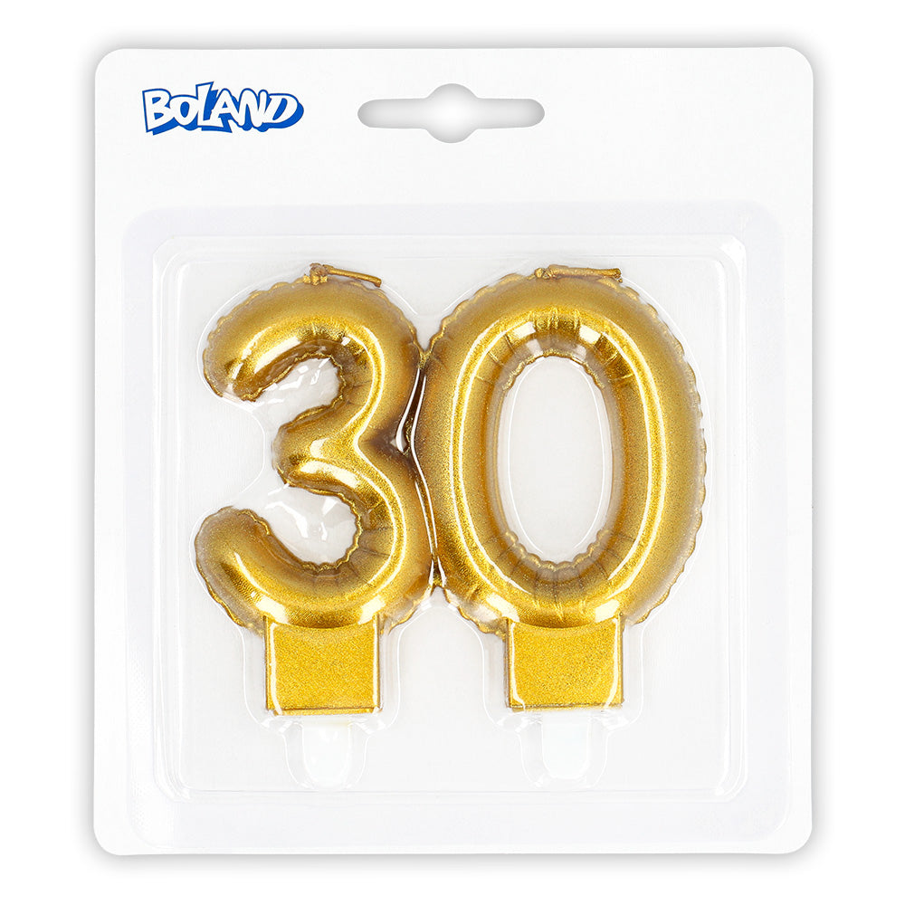 Bougies Chiffres 30 Ans Or - Cake Topper Anniversaire