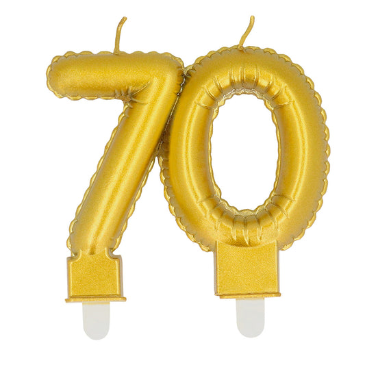 Bougies Chiffres 70 Doré - Décoration Gâteau Anniversaire