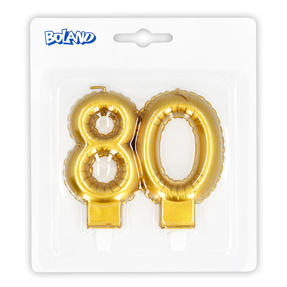 Bougies Chiffres 80 Dorées - Décoration Gâteau d'Anniversaire
