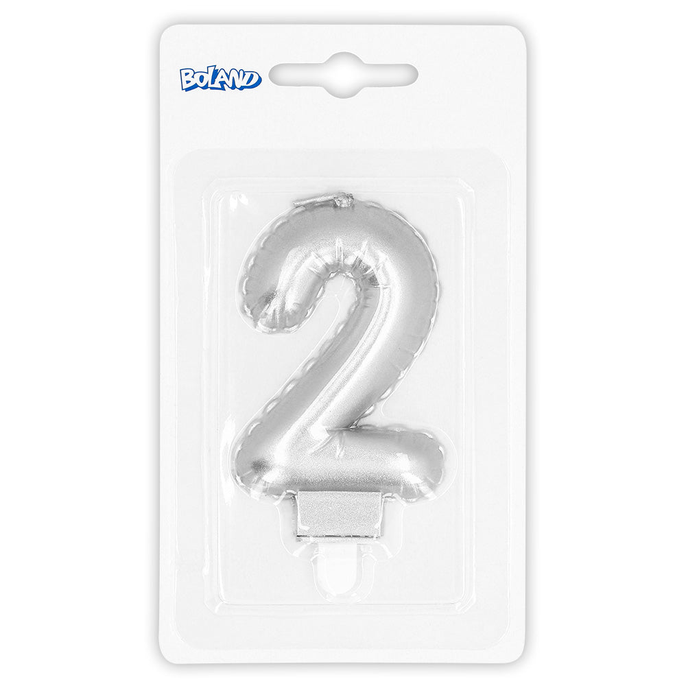 Bougie Chiffre 2 Argent - Décoration Anniversaire Élégante