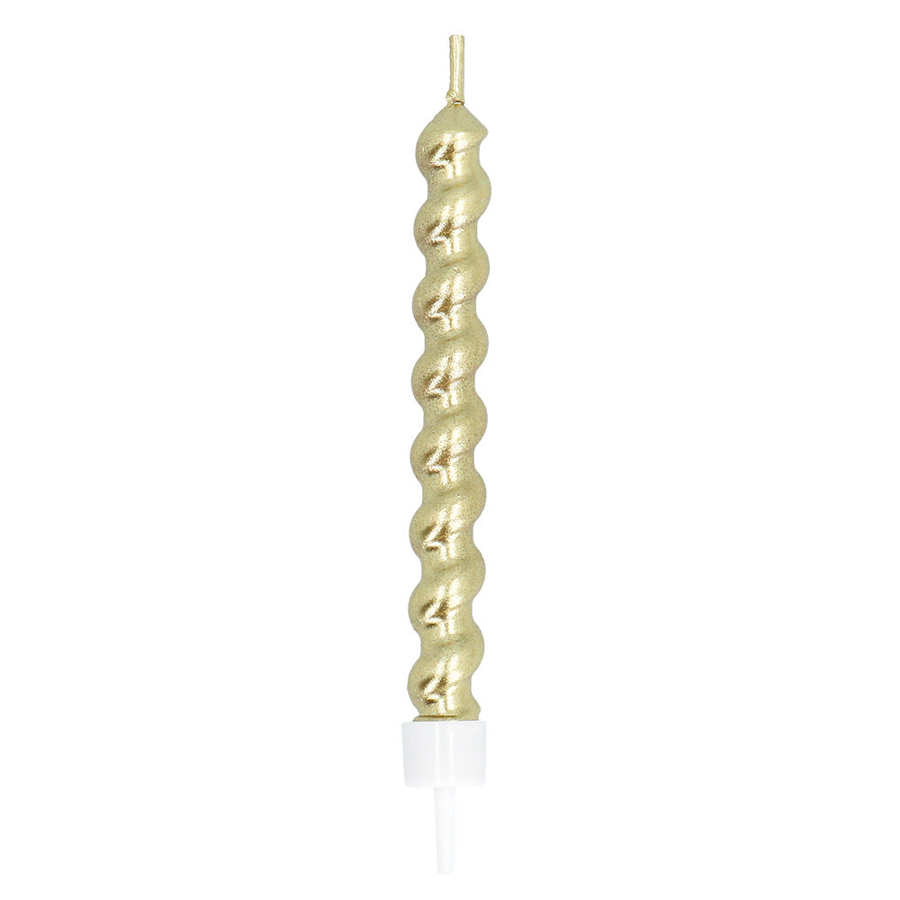 Bougies Spirales Dorées Numéro 4 - Set de 6
