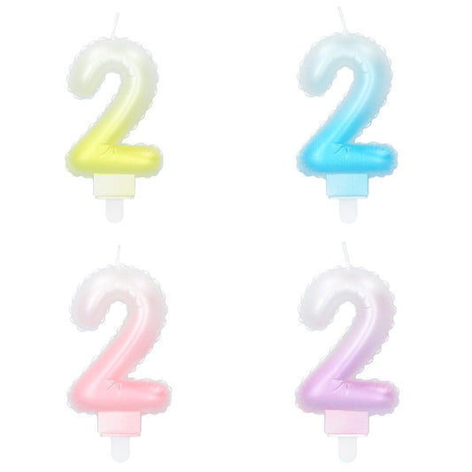 Bougie Chiffre 2 Dégradé - Décoration Anniversaire Colorée