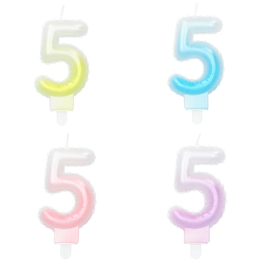 Bougies Chiffres 5 Colorées - Décoration Gâteau d'Anniversaire