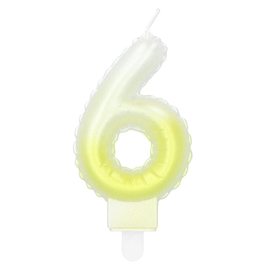 Bougie Chiffre 6 Pastel - Décoration Gâteau d'Anniversaire