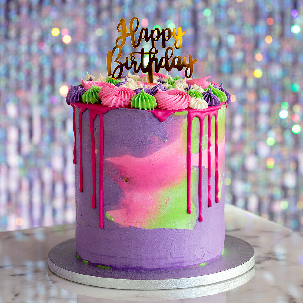 Cake Topper Happy Birthday Or - Décoration Gâteau Élégante