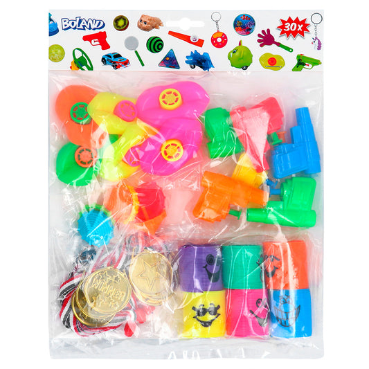 Coffret Fête 30 Pièces Pistolets Médailles Jouets Party