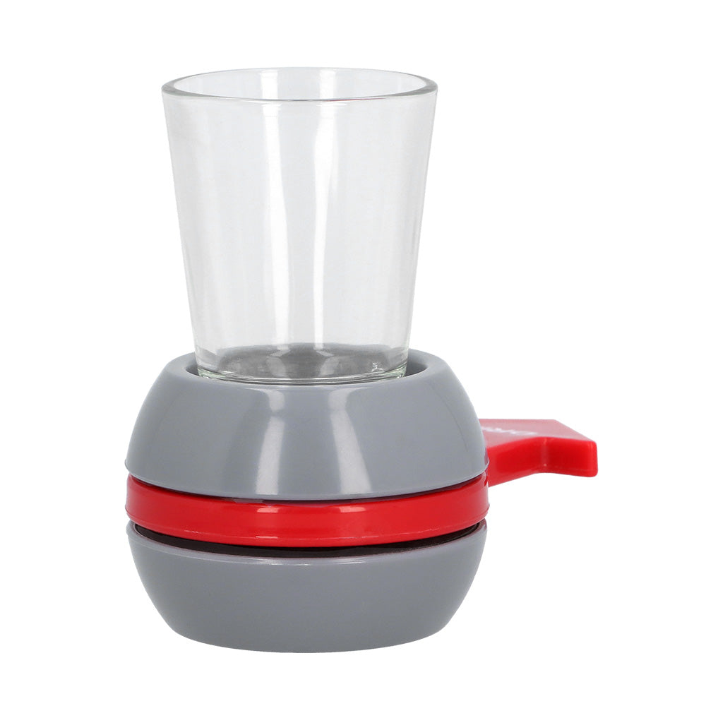 Spin the Shot - Verre Tournant avec Socle Gris et Rouge