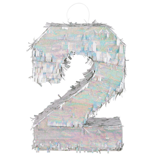 Piñata Numéro 2 Holographique avec Frangles - Accessoire Fête