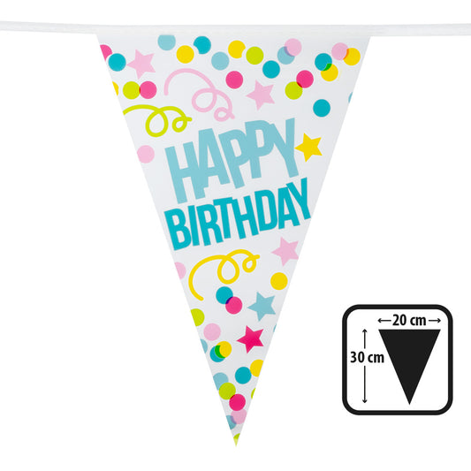 Guirlande Fanions Happy Birthday Colorés - 4 Drapeaux de 30cm