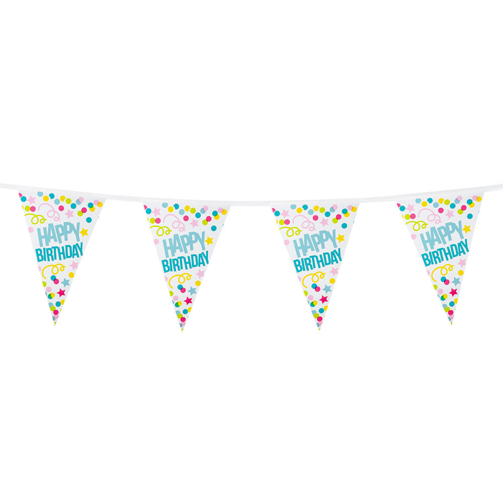 Guirlande Fanions Happy Birthday Colorés - 4 Drapeaux de 30cm