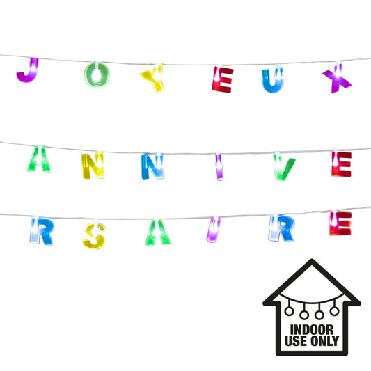Guirlande Joyeux Anniversaire Multicolore - 3 Bandes de Lettres