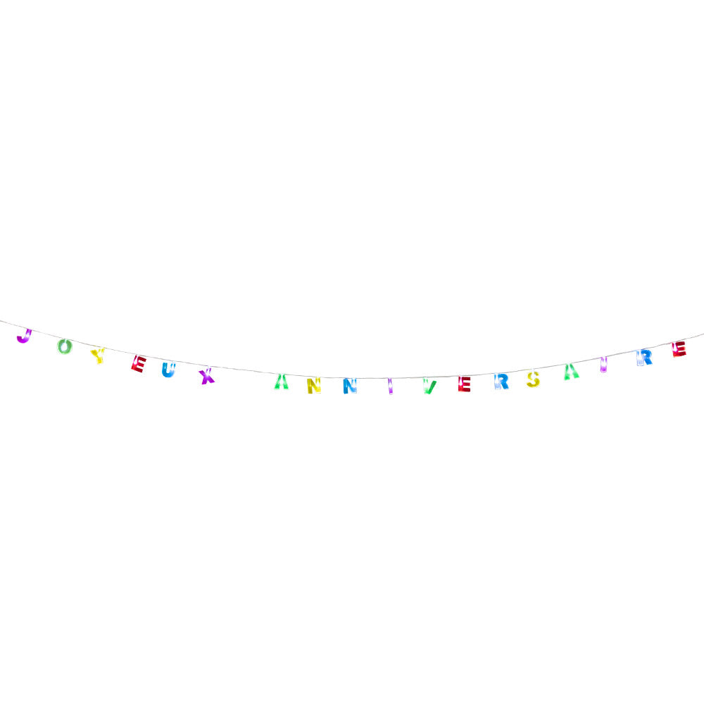 Guirlande Joyeux Anniversaire Multicolore - 3 Bandes de Lettres