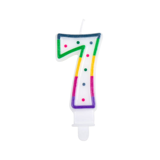 Bougie Chiffre 7 Multicolore - Décoration Anniversaire Enfant