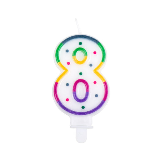 Bougie Chiffre 8 Colorée - Anniversaire Enfant Festif
