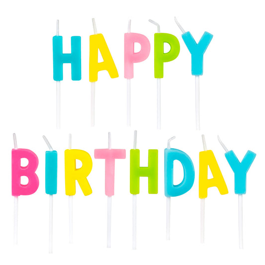 Bougies d'Anniversaire Happy Birthday Colorées - 13 pièces