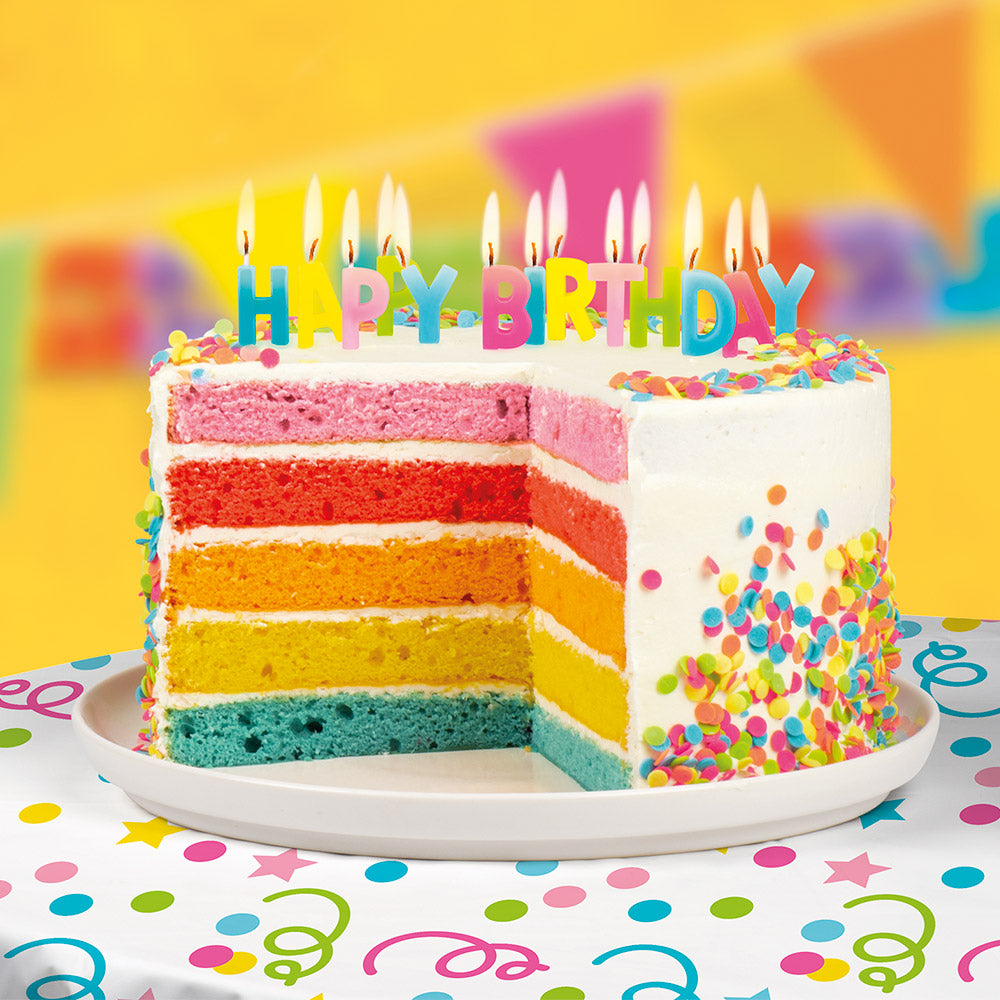 Bougies d'Anniversaire Happy Birthday Colorées - 13 pièces