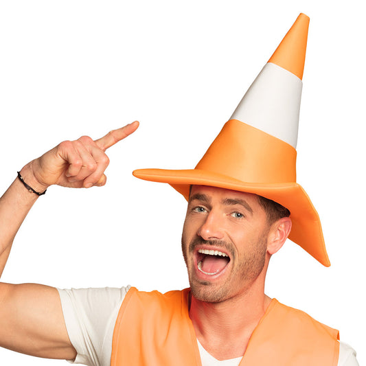Chapeau Cône de Chantier Orange et Blanc 59 cm